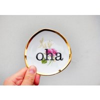 Wandteller Oha Typo 11 cm Vintage Blume Wanddeko Gold Herr Fuchs Mini Schnack von HerrFuchs