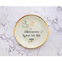 Wandteller Seemanns Braut Herr Fuchs Vintage Teller Deko Gold Blumen 19cm von HerrFuchs