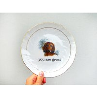 Wandteller Typo You Are Great Herr Fuchs Dackel Hund 19cm Teller Gold von HerrFuchs