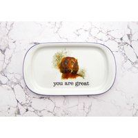 Wandteller Typo You Are Great Herr Fuchs Dackel Hund 21cm Platte Blau von HerrFuchs