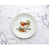 Wandteller Typo You Are Great Herr Fuchs Vintage Vogel Rotkelchen 16cm Gold von HerrFuchs