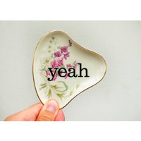 Wandteller Yeah Typo Herr Fuchs Mini 10cm Gold Oval/Eckig Blumen von HerrFuchs
