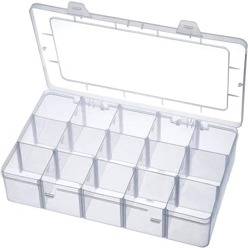 Aufbewahrungsbox 15 Gitter Sortierbox mit Fächern Scrapbook Plastikbox Holzkiste Aufbewahrung Kunststoff Verstellbar Schmuck für Spulen Perlen Spulen Beauty Zubehör von Herreicher