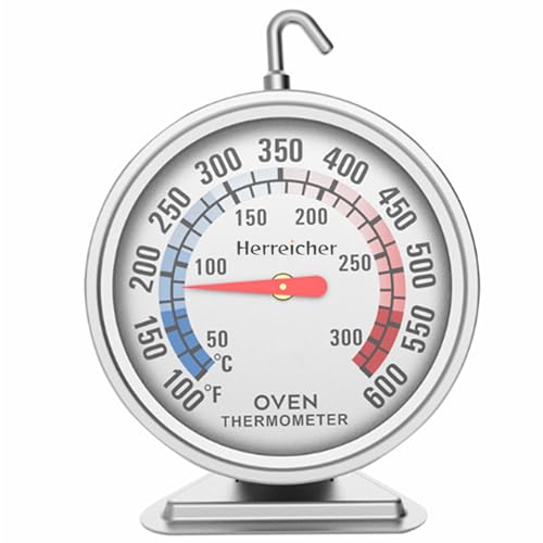 Herreicher Ofenthermometer für Backofen Thermometer für Elektroherd Analog Edelstahl Backofenthermometer für Gasherd mit großem Zifferblatt zum Backen BBQ Kochen für Küchenbackwaren von Herreicher