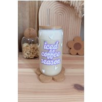 Trinkglas Iced Coffee Herzen | Kaffeebecher To Go Glas Mit Deckel Und Strohhalm Becher Bambusdeckel Geschenk Smoothie Matcha von HerrlichbyLuisa