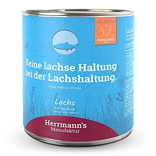 Herrmann's - Selection Adult Lachs mit Aprikose - 6 x 800g - Nassfutter - Hundefutter von Herrmann's
