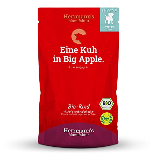 Herrmann's - Selection Puppy Bio Rind mit Apfel und Haferflocken - 6 x 800g - Nassfutter - Hundefutter von Herrmann's