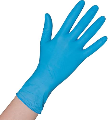 Herrmann 200x Einweghandschuhe Blau, Einmalhandschuhe M, Handschuhe Einweg 200 Stück/Box, Gummihandschuhe puderfrei, latexfreie Nitrilhandschuhe in S, M, L, XL Putzhandschuhe, Koch-/Küchen-Handschuhe von Herrmann