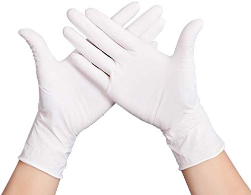 Herrmann 200x Einweghandschuhe Weiß, Einmalhandschuhe M, Handschuhe Einweg 200 Stück/Box, Gummihandschuhe puderfrei, latexfreie Nitrilhandschuhe in S, M, L, XL Putzhandschuhe, Koch-/Küchen-Handschuhe von Herrmann