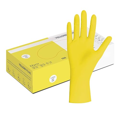 Herrmann Gelbe Nitrilhandschuhe | L - 100 Stück/Box - Gelb | Einweghandschuhe, puderfreie & latexfreie Einmalhandschuhe, Handschuhe in Gr. XS, S, M, L, XL & XXL verfügbar (L) (XL) von Herrmann
