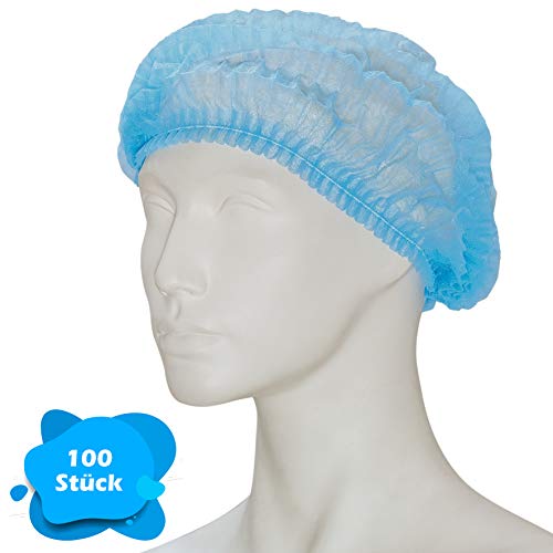 Klipphauben 52 cm in Blau | 100 Stück | Haarnetz Spinnvlies Einweghauben - luftdurchlässig & latexfrei | Ideal für Hygienebereiche von Herrmann