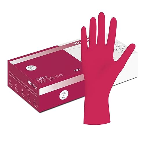 Herrmann Rote Nitrilhandschuhe | S - 100 Stück - Rot - Latexfrei | Nitril Einweghandschuh Einzelhandschuhe in praktischer Spenderbox | Ideal für Hygienebereiche - wie Lebensmittelbranche, Kosmetik von Herrmann