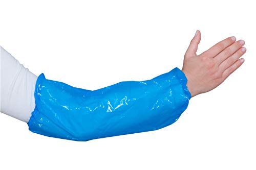 PE Ärmelschoner in Blau | 100 Stück - 40 x 20 cm | elastischer Bund an beiden Öffnungen | atmungsaktives & wasserdichtes Polyethylen - extra stark | latexfrei von Herrmann