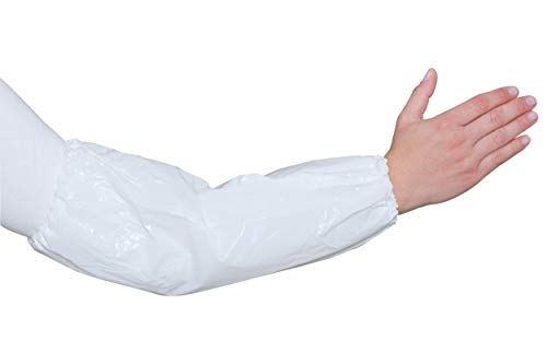 PE Ärmelschoner in Weiß | 100 Stück - 40 x 20 cm | elastischer Bund an beiden Öffnungen | atmungsaktives & wasserdichtes Polyethylen - extra stark | latexfrei von Herrmann