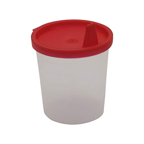 Urinbecher Premium Rot 10 Stück | 125 ml Fassungsvermögen bis 125 ml graduiert | auslaufsicherer und gefriertauglicher Urinprobenbecher mit Schnappdeckel | mattiertes Schriftfeld auf dem Becher von Herrmann