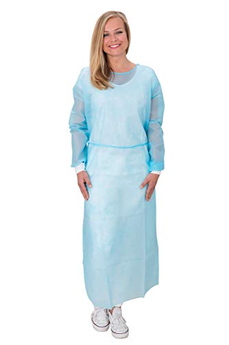 Vlies-Infektionsschutzkittel Professional | 10 Stück Blau | Infektionserregerschutz EN 14126 PE-Teil-Laminierung | mit Strickbündchen | PP-Schutzkittel 140 x 135 cm von Herrmann