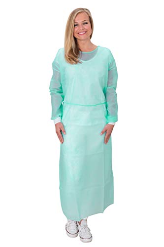 Vlies-Infektionsschutzkittel Professional |10 Stück Grün | Infektionserregerschutz EN 14126 PE-Teil-Laminierung | mit Strickbündchen | PP-Schutzkittel 140 x 135 cm von Herrmann