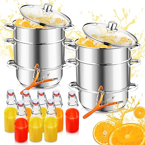 Herrselsam 2 pack 16L Dampfentsafter, Edelstahl Entsafter Saftpresse mit 4 Bügelflasche, Ø 26cm Schonendes Entsaften von Obst und Gemüse, für alle Herdarten geeignet von Herrselsam