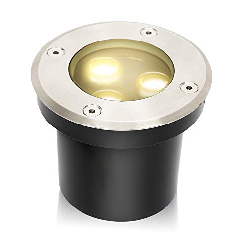 Herrselsam Bodeneinbaustrahler Aussen Led Runde 1er set Led Bodenstrahler Warmweiß Bodenlampe IP65 Wasserdicht Bodenleuchten Bodenspots Außen,für Gartenbeleuchtung und Gehwegbeleuchtung von Herrselsam