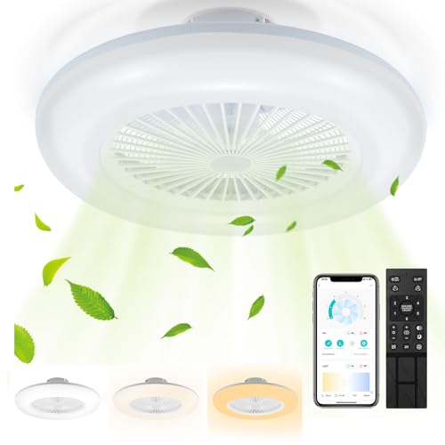 Herrselsam Deckenventilator mit Beleuchtung, 80W Fan Licht mit Fernbedienung&APP, mit Sommer-Winterbetrieb Modus, 6 Geschwindigkeiten, Timer und Dimmbar, φ55CM von Herrselsam
