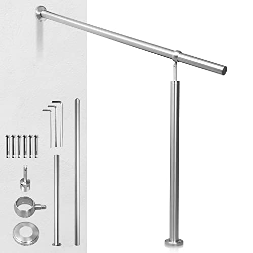 Herrselsam Edelstahl Eingangsgeländer Handlauf, Geländer Seitliche Montage Winkel Einstellbar Wandhandlauf, Treppengeländer Handlauf für Treppen Wandhandlauf Außen Innen Treppenhaus - 150cm von Herrselsam