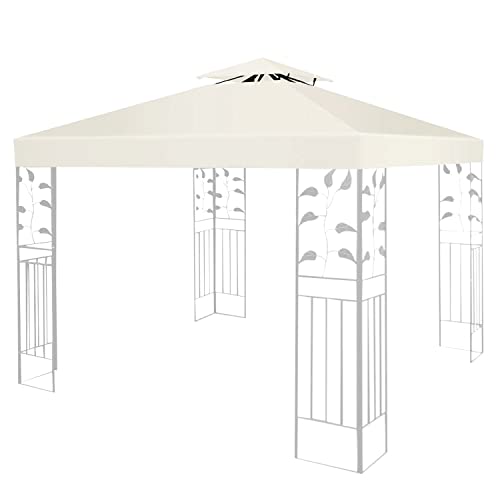 Herrselsam Ersatzdach für Pavillon 3x3m Pavillondach Beige Doppeldach Schutzhaube Wasserdicht Pavillon Ersatzbezug Polyester PVC beschichtet UV-Schutz Gartenpavillon Esatzdach von Herrselsam