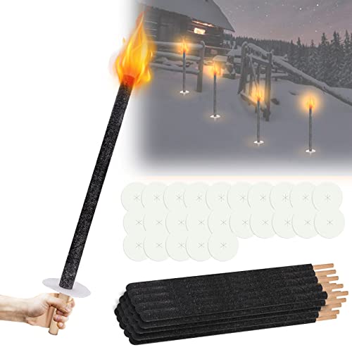 Herrselsam Fackeln 25 Stück Gartenfackeln für Draußen Brennzeit 45 min inkl. Handschutz mit Extra Langem Griff für Kinder Fackeln Nachtwanderung von Herrselsam