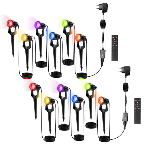 Herrselsam Gartenbeleuchtung LED 12er Set, 6 in 1 Gartenleuchte Wasserdichter 1W RGB Farbwechsel Gartenleuchten LED mit Fernbedienung und Erdspieß, Dekorative Gartenlampe Außen-Strahler Beleuchtung Herrselsam Gartenbeleuchtung LED 12er Set, 6 in 1 Gartenleuchte Wasserdichter 1W RGB Farbwechsel Gartenleuchten LED mit Fernbedienung und Erdspieß, Dekorative Gartenlampe Außen-Strahler Beleuchtung von Herrselsam