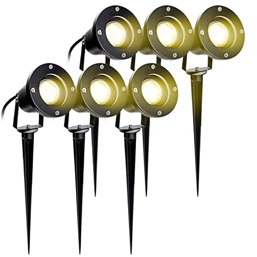 Herrselsam Gartenleuchte mit Erdspieß, 4W GU10 Gartenbeleuchtung LED mit Stecker, IP65 Wasserdicht Warmweiß 3000K Gartenstrahler, Dekorative Gartenlampe Beleuchtung (6 Stück) von Herrselsam