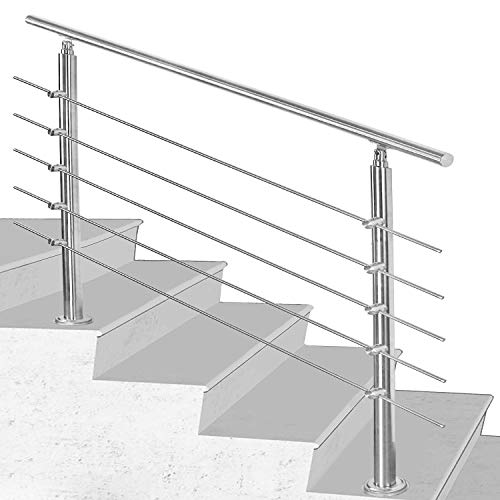 Herrselsam Handlauf Edelstahl Aussen 100 CM, Treppengeländer Innen und Außen,Geländer treppe mit 5 Querstreben, Geländer für Treppen, Brüstung, Balkon von Herrselsam