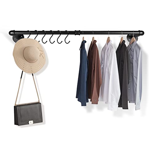 Herrselsam Kleiderstange Wandmontage Garderobenstangen 5er Set 92cm Robuste Kleiderständer 65 kg belastbar Schwarz Wandgarderobe Platzsparend für Flur Wohnzimmer Schlafzimmer von Herrselsam