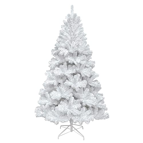 Herrselsam Künstlicher Weihnachtsbaum Weißer Weihnachtsbaum Flammhemmender PVC-Weihnachtsbaum mit Metallständer (180 cm) von Herrselsam