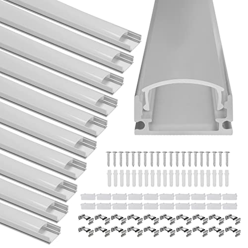 Herrselsam LED Aluminium Profil 1m, 40 Pack U-Form LED-Kanäle für LED Strips bis 12 mm, LED-Profil mit Abdeckung, Endkappen und Montageclips von Herrselsam