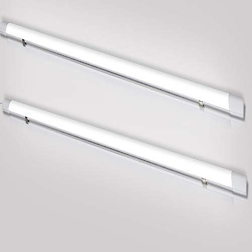 Herrselsam LED Feuchtraumleuchte 60cm, 18W LED Röhre 1530LM Feuchtraumlampe 4000k Neutralweiß, IP65 Wasserfest Feuchtraum Wannenleuchte, LED Werkstatt Deckenleuchte Lampe für Garage Büro, 2er von Herrselsam