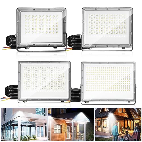 Herrselsam LED Strahler, 4x150W LED Scheiwerfer Superhell 14850LM 6000K Kaltweiß, LED Aussenstrahler IP65 Wasserdicht für Sportplatz, Außen & Innen LED Fluter (Kein Stecker) von Herrselsam