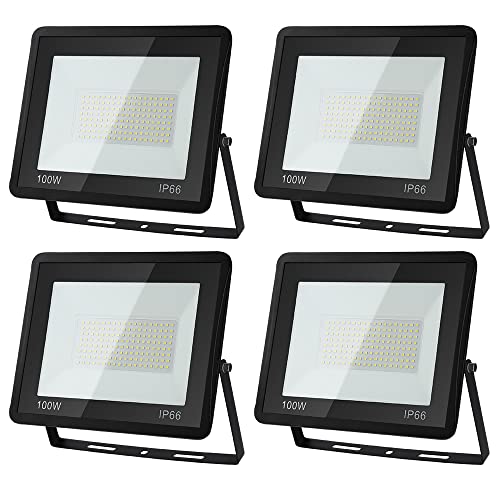 Herrselsam LED Strahler Außen 100W, 4 Stück Außenleuchter Superhell 8500LM LED Scheinwerfer außen, 6000K Kaltweiß IP66 Wasserfest Fluter Flutlicht Aussenstrahler für Hof Lager Dach Garten Garage Herrselsam LED Strahler Außen 100W, 4 Stück Außenleuchter Superhell 8500LM LED Scheinwerfer außen, 6000K Kaltweiß IP66 Wasserfest Fluter Flutlicht Aussenstrahler für Hof Lager Dach Garten Garage von Herrselsam