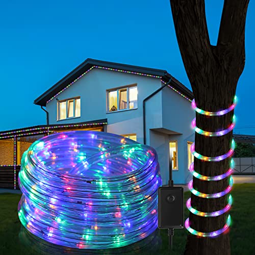 Herrselsam Lichterschlauch Außen 10M 240 LEDS Lichtschlauch Bunt 8 Modi Wasserfest Lichterkette mit Memory-Funktion Strombetrieben für Garten Fest Weihnachten Hochzeit von Herrselsam