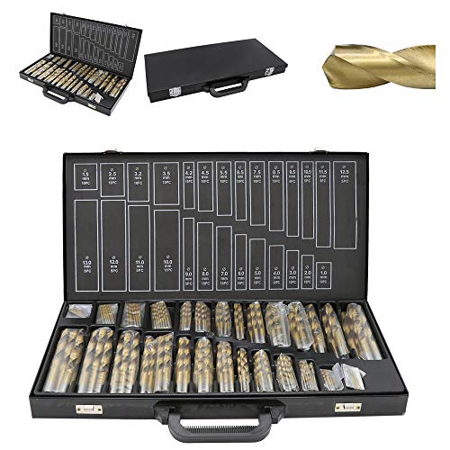 Herrselsam Metallbohrer Set 230tlg, Ø 1-13mm Spiralbohrer Satz Titan beschichtet Stahlbohrer HSS Spiral-Bohrer Holzbohrer Bohrerkassette Bohrersets für Metall, Kunststoff, Ziegel und Holz von Herrselsam