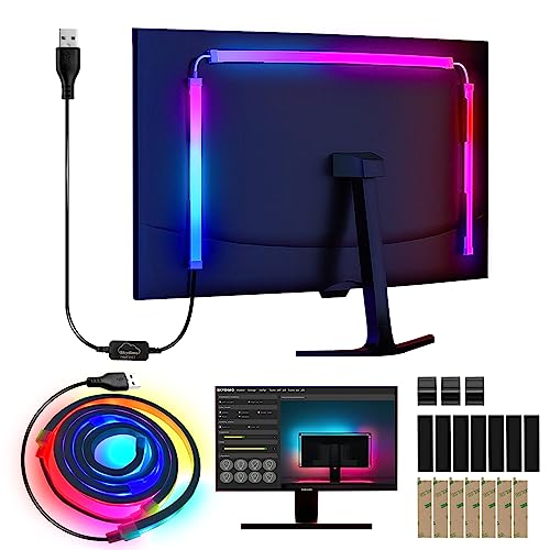 Herrselsam Neon LED Strip RGBIC LED Streifen 111cm für 27 Zoll PC-Monitor, Neon Lichtband, PC Hintergrundbeleuchtung, USB Led Beleuchtung mit App-Steuerung, 1-Pack von Herrselsam