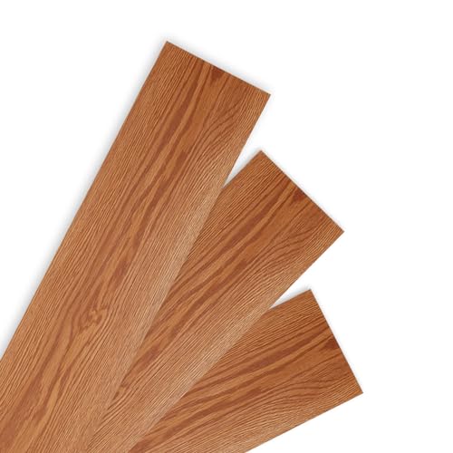 Herrselsam PVC Bodenbelag Selbstklebende, 21 Fliesen ca. 3m² Vinyl Laminat Rutschfeste Wasserdichte Schneidbar Fliesenoptik Bodenfliesen, 91,5cm x 15,2cm Dicke 1,5 mm (Warm Oak) von Herrselsam