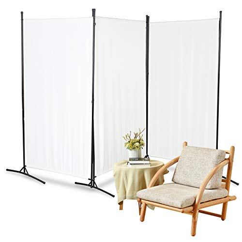 Herrselsam Paravent 260 x 180 cm Raumteiler Klappbar Freistehend, Groß Garten Stellwand Trennwand Sichtschutz Balkonbespannung Balkonsichtschutz,Beige von Herrselsam