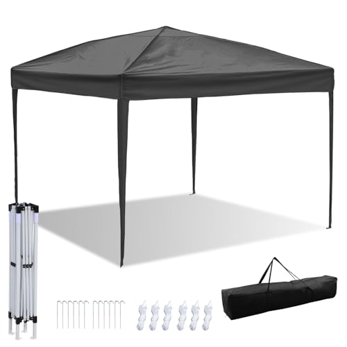Herrselsam Pavillon 3 x 3 m, pavillon 3x3 wasserdicht stabil Winterfest,partyzelt Winterproof,Zelt UV Protection 50+ High Density Plane faltpavillon Pavillon 3 x 3 m Gartenpavillon(grau) von Herrselsam