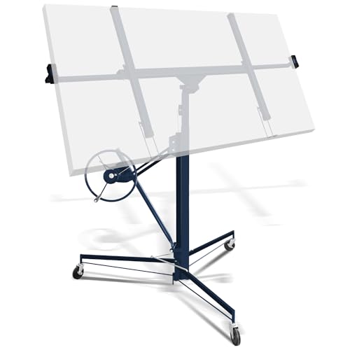 Herrselsam Plattenheber klappbar XXL 140 cm-350 cm Arbeitshöhe Höhenverstellbar 68kg Traglast max. 290 cm Lastarmbreite für Rigipsplatten（Blau） von Herrselsam