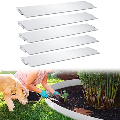 Herrselsam Rasenkante verzinkt Metall 5m 10m 15m 20m 25m 30m 35m 40m 45m 50m 100x18cm Beeteinfassung Beetumrandung Mähkante Metall Palisade, Silber (Länge 20m - Höhe 18cm) von Herrselsam