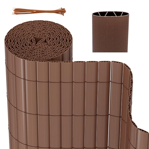 Herrselsam Sichtschutzmatte PVC Sichtschutzzaun mit Kabelbindern Standard Sichtschutz Windschutz Garten Balkon Terrasse Sichtschutzzaun Braun 140x1000cm Interne W-Struktur Verstärkte Lamellen Herrselsam Sichtschutzmatte PVC Sichtschutzzaun mit Kabelbindern Standard Sichtschutz Windschutz Garten Balkon Terrasse Sichtschutzzaun Braun 140x1000cm Interne W-Struktur Verstärkte Lamellen von Herrselsam