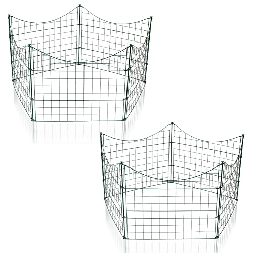 Herrselsam Teichzaun, 10tlg Set Gartenzaun Metall mit 22 Zaunelemente-10 Zaunelemente und 12 Befestigungsstäben, Metallzaun Gitterzaun Länge 7,5 m (Unterbogen, Grün) von Herrselsam