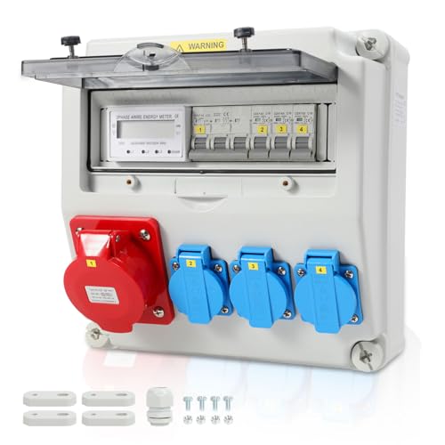 Herrselsam Wandverteiler, 3 * 16A/230V+1*CEE 32A mit Amperemeter, mit Leitungsschutzschalter, Baustellenverteiler, Innen-/Außenverteiler Herrselsam Wandverteiler, 3 * 16A/230V+1*CEE 32A mit Amperemeter, mit Leitungsschutzschalter, Baustellenverteiler, Innen-/Außenverteiler von Herrselsam