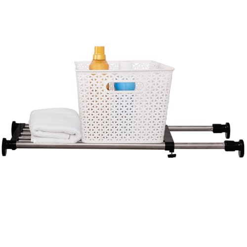 Hershii 82~117cm Spannregal Teleskop Kleiderschrank Erweiterbares Schrank Organizer Trennwände aus Rostfreier Stahl Teleskopisch Aufbewahrungsregal Separator Schrankregal ohne Bohren,Schwarz von Hershii