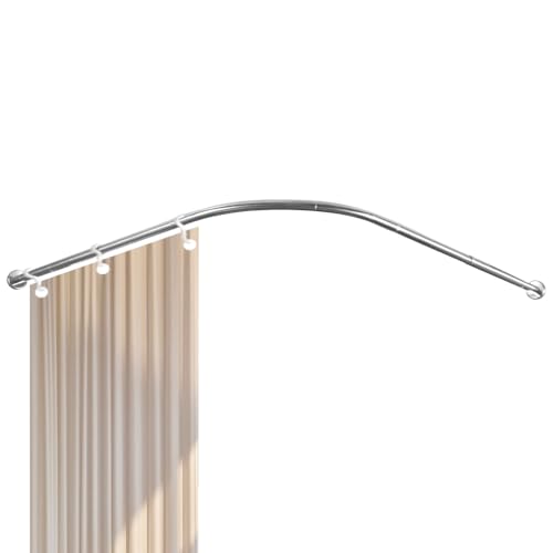 Hershii Duschvorhang Stangen in l Form Duschstange Winkelstange 90~130cm/35.43~51.18inch Verstellbare Badezimmer Vorhangstange Winkelduschstange für Garderobe, Bekleidungsgeschäft, Umkleidekabine von Hershii