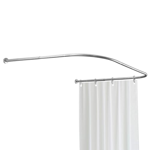 Hershii Eckduschstange U Form Duschvorhangstange über Eck Gebogene Stange Aus Edelstahl ausziehbar Duschvorhangschiene für Badezimmer, Badewanne,Umkleidekabine (90~130cm x 110cm x 90~130cm) von Hershii